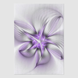 Papel De Seda Elegância Floral Arte Fractal Violeta Abstrata Mod