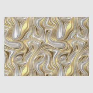 Papel De Seda Elegância líquida - Padrão líquido metálico