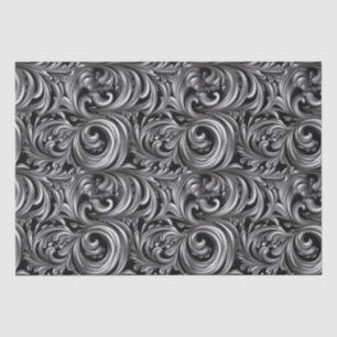 Papel De Seda Elegância líquida - Padrão líquido preto metálico