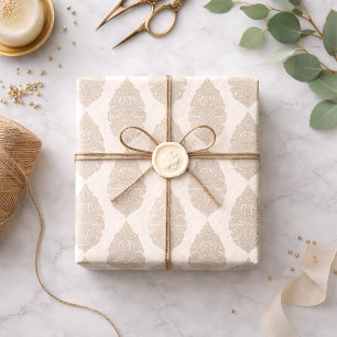 Papel De Seda Elegância Tranquila: Papo Padrão Sepia Henna