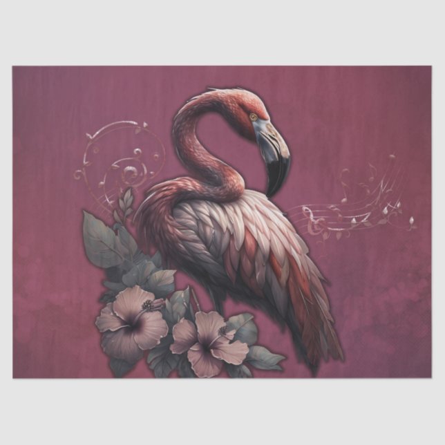 Papel De Seda elegância tropical, o flamingo na luz. (Frente )