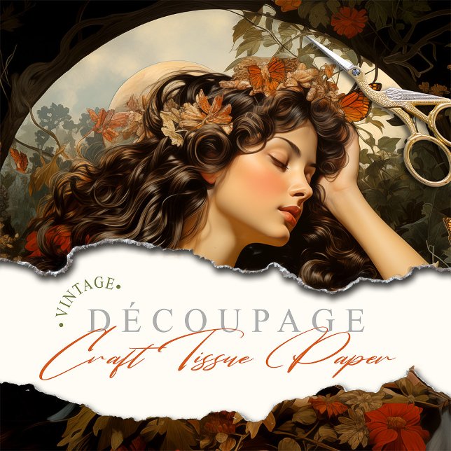 Papel De Seda Elegant Art Nouveau Victorian Goddess Floral (Criador carregado)