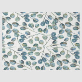 Papel De Seda Elegant Blue Eucalyptus Watercolor