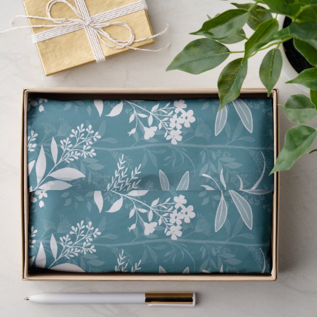 Papel De Seda Elegant Botanicals Jardim dos Sonhos Turquesa (Presente)
