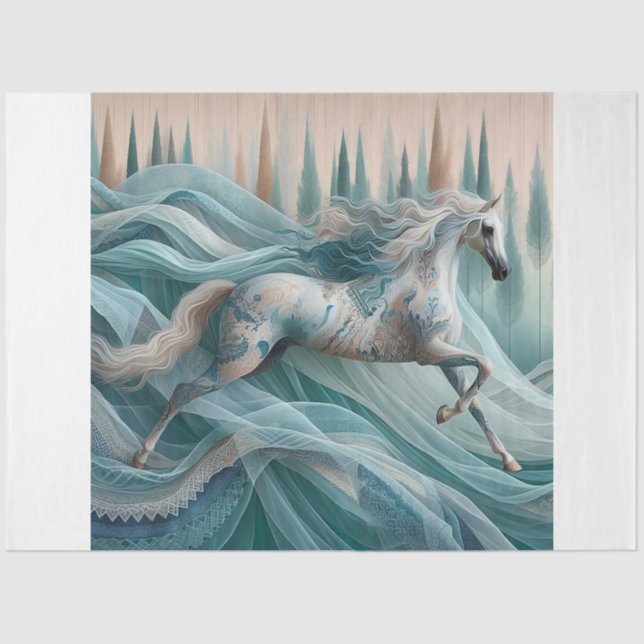 Papel De Seda Elegant Equine, Horse, Decoupage, Tissue Paper (Frente )