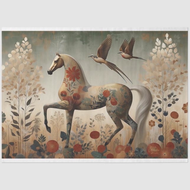 Papel De Seda Elegant Equine, Horse, Decoupage Tissue Paper (Frente )