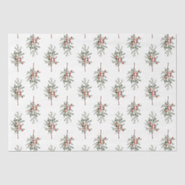 Papel De Seda Elegant Evergreen Branches Scandi Tissue Paper