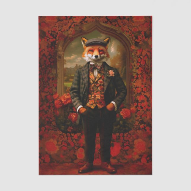 Papel De Seda Elegant Fox Gentleman Portrait EW5 Decoupage (Frente )