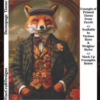 Papel De Seda Elegant Fox Gentleman Portrait EW5ZZ Decoupage