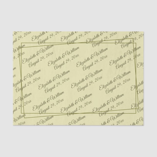 Papel De Seda Elegant Frame on Celestial Yellow Monogram Wedding (Frente )
