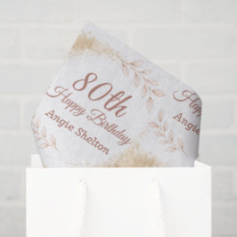 Papel De Seda Elegant Gold Glitter 80th Birthday