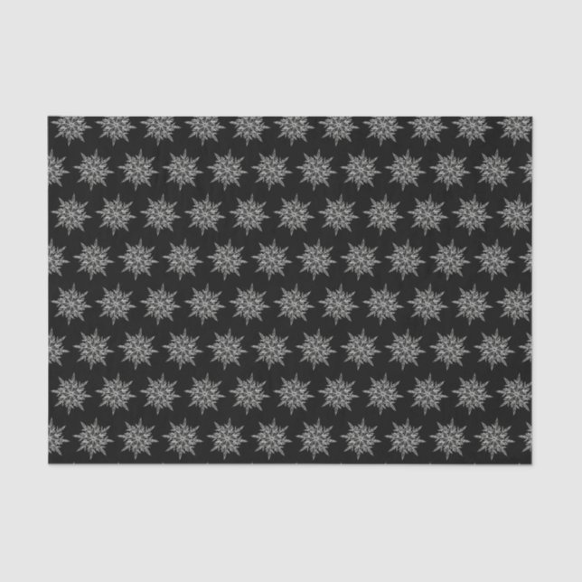 Papel De Seda Elegant Ice Crystals Pattern on Black (Frente )