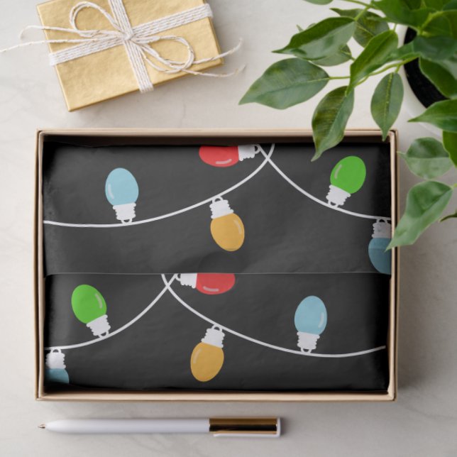 Papel De Seda Elegant Minimalist Christmas Lights (Presente)