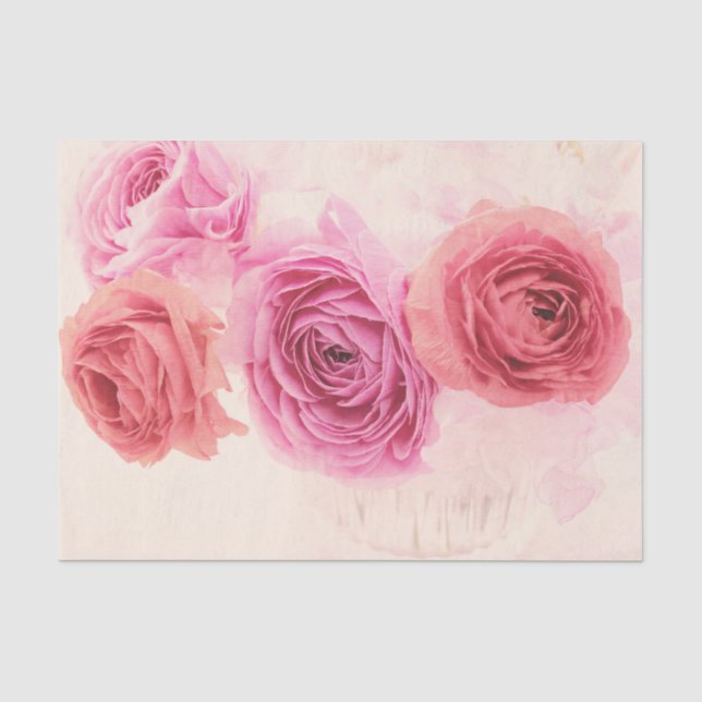 Papel De Seda Elegant pink bouquets  (Frente )