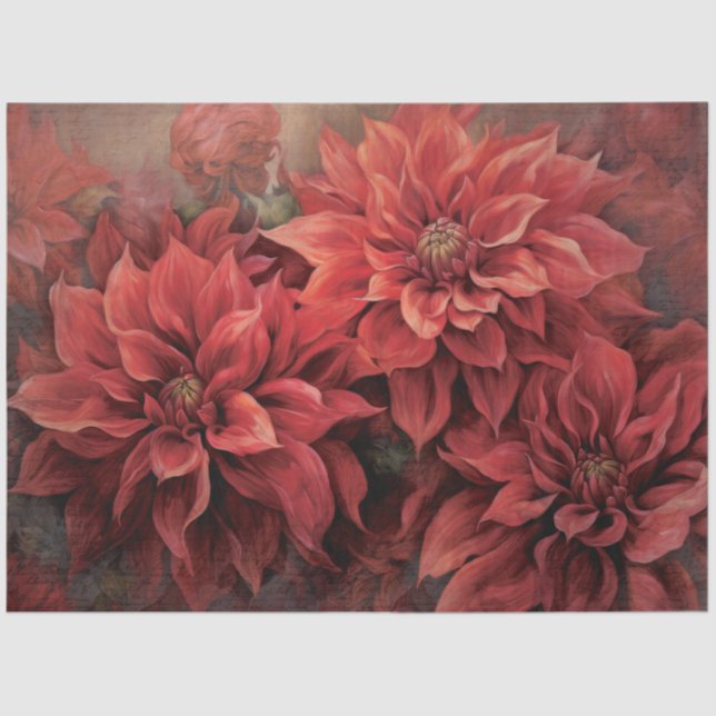 Papel De Seda Elegant Red Christmas Poinsettia for Decoupage (Frente )