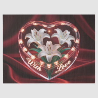 Papel De Seda Elegant Romantic Lily Bouquet in Illuminated Heart