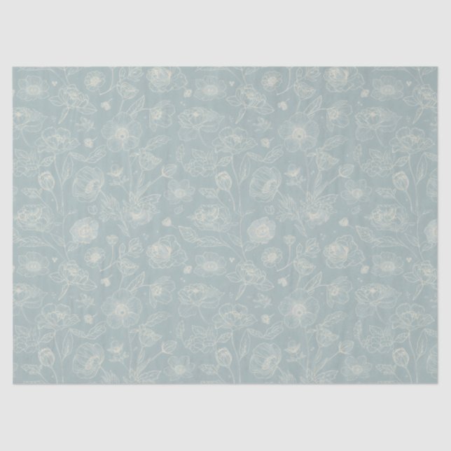 Papel De Seda Elegant Sage Green Floral Gift (Frente )