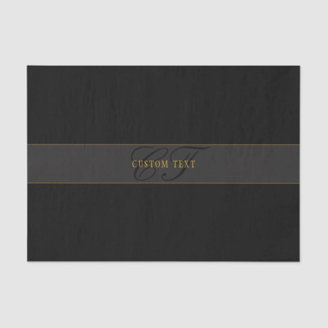 Papel De Seda Elegant Script Monogram Black & Gold (Frente )
