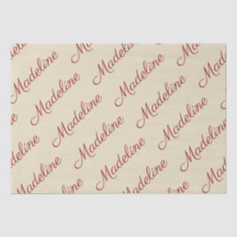 Papel De Seda Elegant Script Nome Bege 