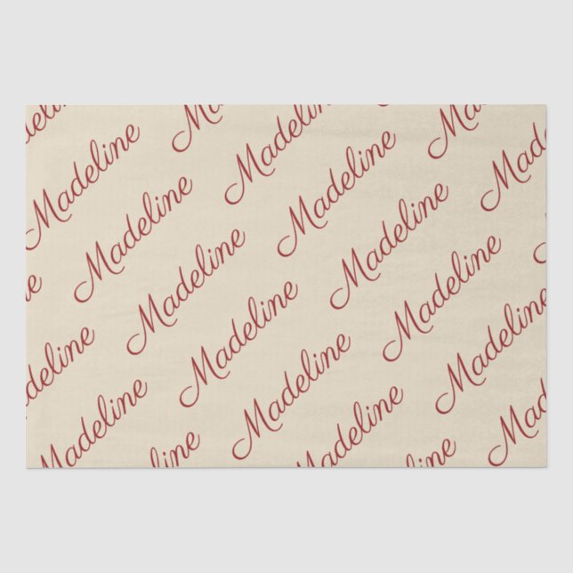 Papel De Seda Elegant Script Nome Bege  (Frente )