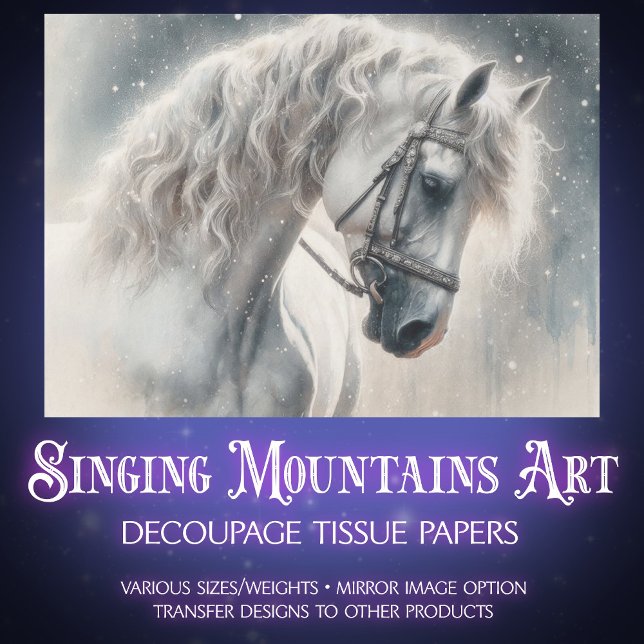 Papel De Seda Elegant White Mystical Fairytale Horse Decoupage (Criador carregado)