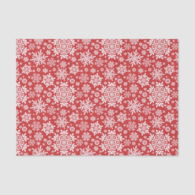 Papel De Seda Elegant White Snowflake (Cranberry) (Frente )