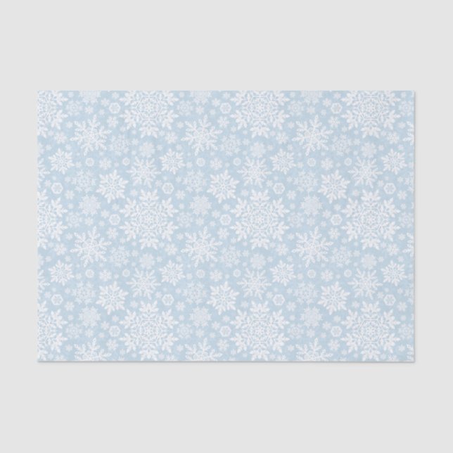 Papel De Seda Elegant White Snowflake (Frost Blue) (Frente )