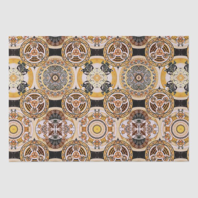 Papel De Seda Elegante Arte Decorativa Nouveau Dourado Padrão Br (Frente )