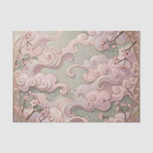 Papel De Seda Elegante Arte Flor de Cerejeira Art Nouveau Esvoaç