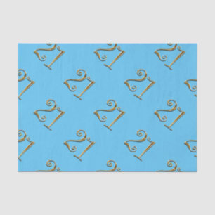 Papel De Seda Elegante azul do ouro do aniversário de 21 anos