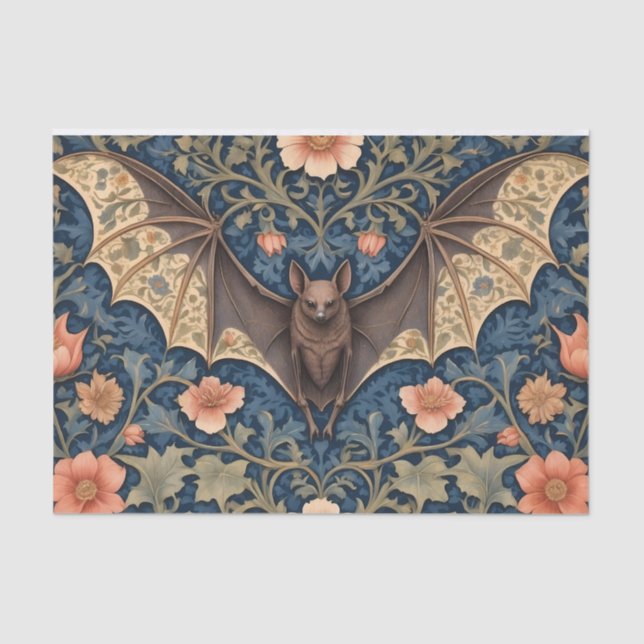 Papel De Seda Elegante Bat Voador William Morris Inspirou Floral (Frente )
