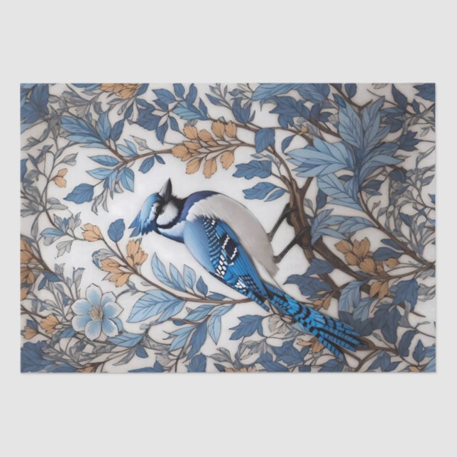 Papel De Seda Elegante Blue Jay William Morris Inspirou (Frente )