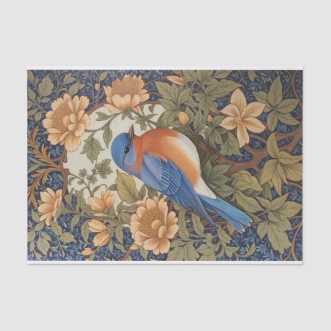 Papel De Seda Elegante Bluebird Oriental William Morris Inspirou (Frente )