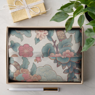 Papel De Seda Elegante Botânica Inspirada na Ásia