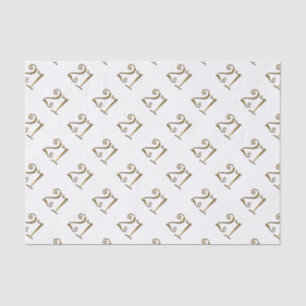 Papel De Seda Elegante branco do ouro do aniversário de 21 anos