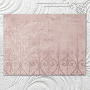 Papel De Seda Elegante Brocado de Orquídea Francês Vintage