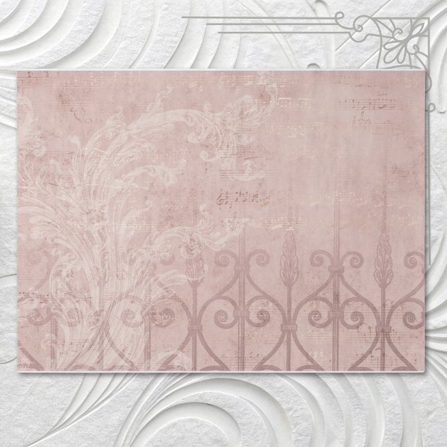 Papel De Seda Elegante Brocado de Orquídea Francesa Vintage (Criador carregado)