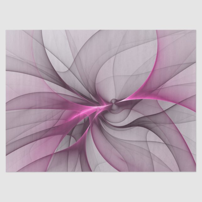 Papel De Seda Elegante Caos Moderno, Abstrato, Arte Fractal Rosa (Frente )
