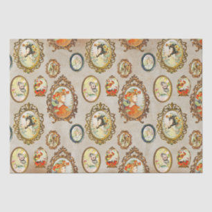 Papel De Seda Elegante Chic Art Nouveau Girls Ornamentado Frames