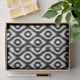 Papel De Seda Elegante Chic Mod Preto Marfim Diamante Padrão Ika