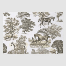 Elegante Chic Rustic Horses Beige Toile