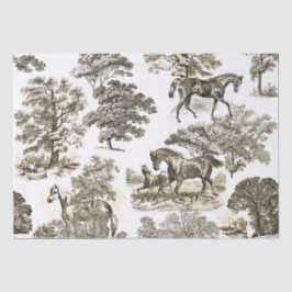 Papel De Seda Elegante Chic Rustic Horses Beige Toile
