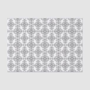 Papel De Seda Elegante Cinza e Branco Floral Estilo Vintage Dama