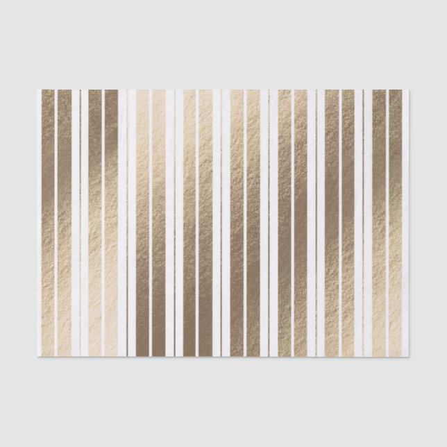 Papel De Seda Elegante Dourado Branco Listrado (Frente )