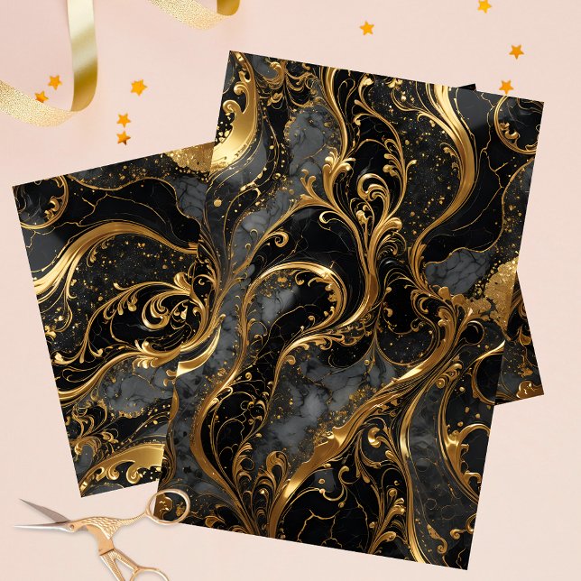 Papel De Seda Elegante Dourado e Marble (Criador carregado)
