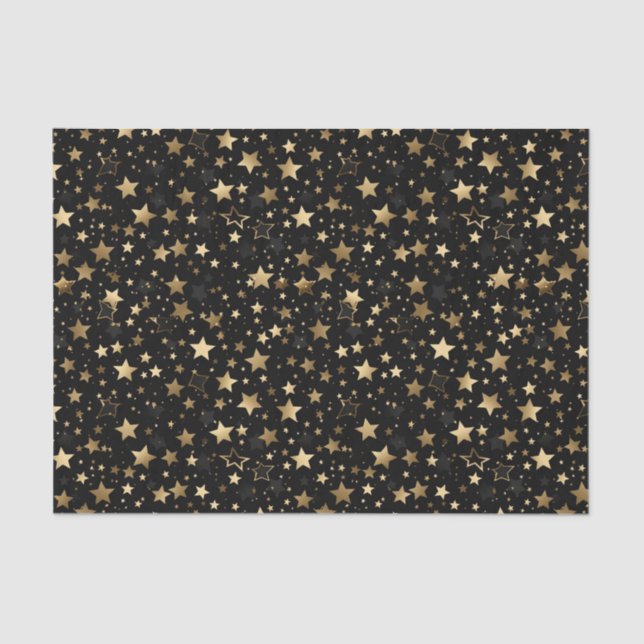 Papel De Seda Elegante dourado estrelado (Frente )