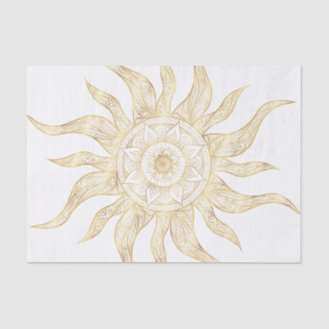 Papel De Seda Elegante Dourado Sun Mandala Design (Frente )