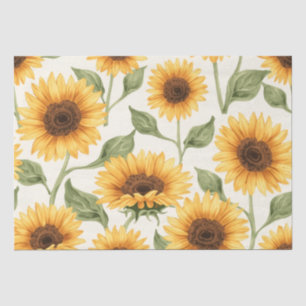 Papel de seda elegante em aquarela com girassóis a