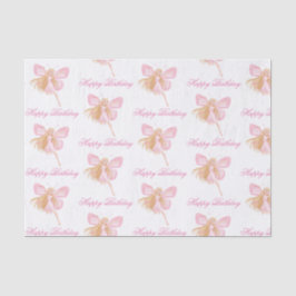 Papel De Seda elegante feliz aniversário de fada rosa