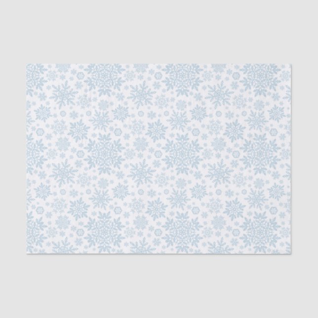 Papel De Seda Elegante Floco de Neve Azul Gelo (Branco) (Frente )